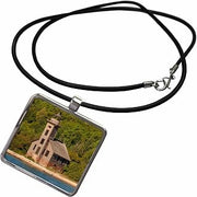 USA, Michigan, Grand Island East Channel Lighthouse - US23 PHA0002 - Peter Hawkins Necklace With Rectangle Pendant