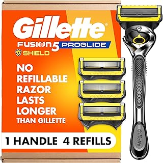Gillette ProGlide Shield Men's Razor, 5-Blade Razor with Precision Trimmer, 1 Handle and 4 Refills
