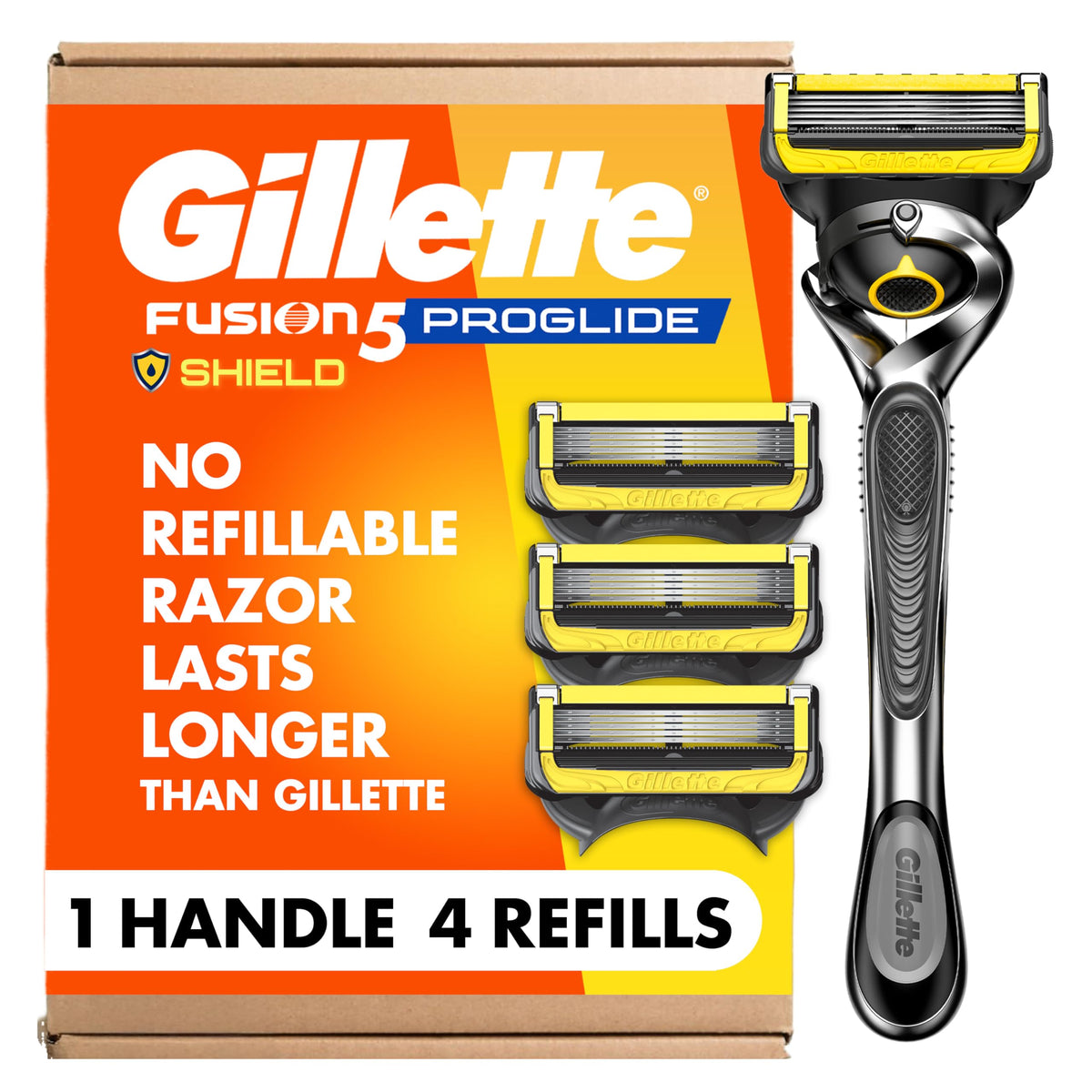 ProGlide Shield Men's Razor by Gillette – 1 Count (Pack of 1), Stainless Steel, black brown