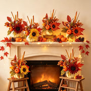 YLOLUL Mini Pumpkin Centerpiece, Artificial Sunflower Arrangement, Pumpkin-2