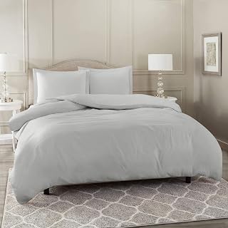 Silver King Duvet Cover Set King Size with Button Closure, 100% Cotton 800 Thread Count Comforter Cover Set (1 Button Closure Duvet Cover & 2 Pillowcases) 94X104 inches - Duvet Set