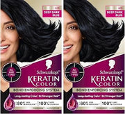 Schwarzkopf Keratin Permanent Hair Dye Cream, 3.11 Deep Dark Blue, Professional Quality Color for Up to 100% Gray Coverage, Bond Enforcing System (Pack of 2)
