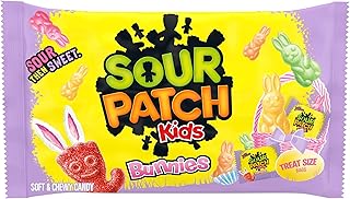 Sour Patch Kids Bunnies Soft & Chewy Gummy Easter Candy, 18 Snack Packs | Individually Wrapped Treat Size Bags