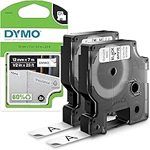 DYMO D1 Labels for LabelManager Label Makers, Black Print on White, 1/2-Inch x 23-Foot Rolls, Self-Adhesive, 2 Count