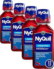 Vicks NyQuil Cough Nighttime Relief,Cherry Flavor, 12 Fl Oz (Pack of 4)