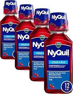 Vicks NyQuil Cough Nighttime Relief,Cherry Flavor, 12 Fl Oz (Pack of 4)