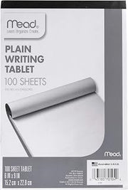 Mead Writing Tablet, 6" x 9" Paper Pad, Plain Note Pad, 100 Sheets (70104)