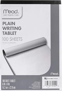 Mead Writing Tablet, 6" x 9" Paper Pad, Plain Note Pad, 100 Sheets (70104)