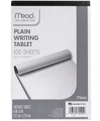 Writing Tablet by Mead – 1 Pack, Paper, White, Model 70104