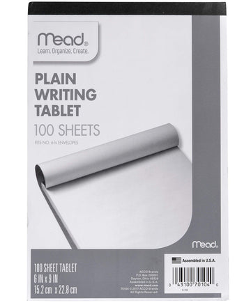 Writing Tablet by Mead – 1 Pack, Paper, White, Model 70104