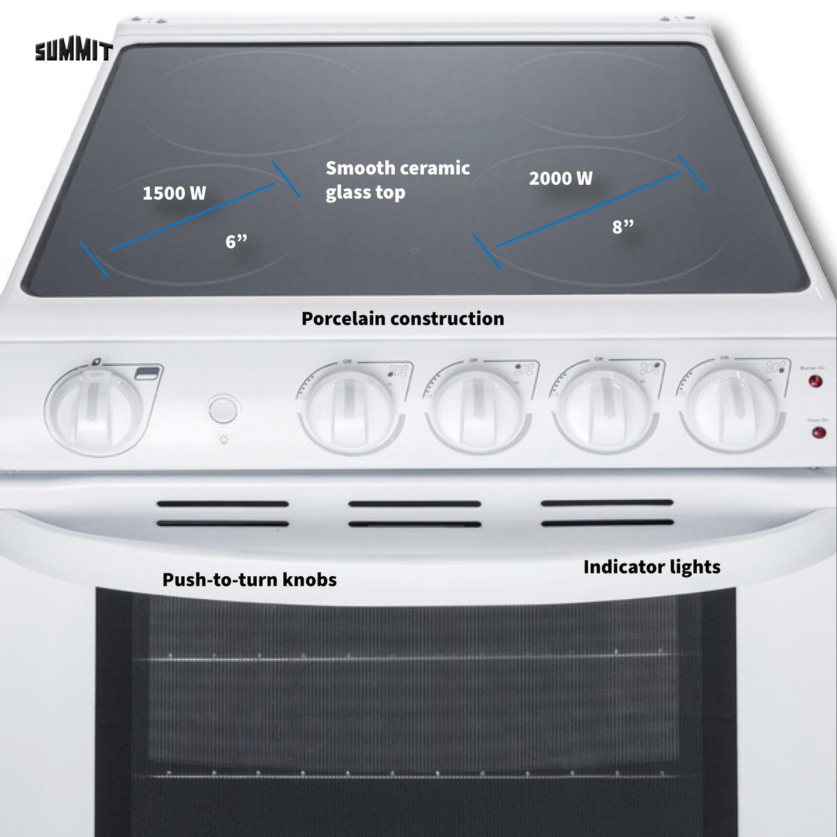 Summit Appliance White / 2.9 cubic_feet / 1 Slide-In Ranges