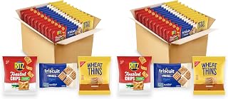 NABISCO Cracker Variety Pack,RITZ Toasted Chips,Wheat Thins Snacks Whole Grain Wheat Crackers and Triscuit Minis Whole Grain-Wheat Vegan Crackers,(Pack of 80)