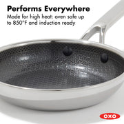Hybrid 8” Nonstick Stainless Steel Frying Pan by OXO – 8" Frying Pan Skillet, 2.0 cups, Ceramic, Stainless Steel, Model CC010461-001