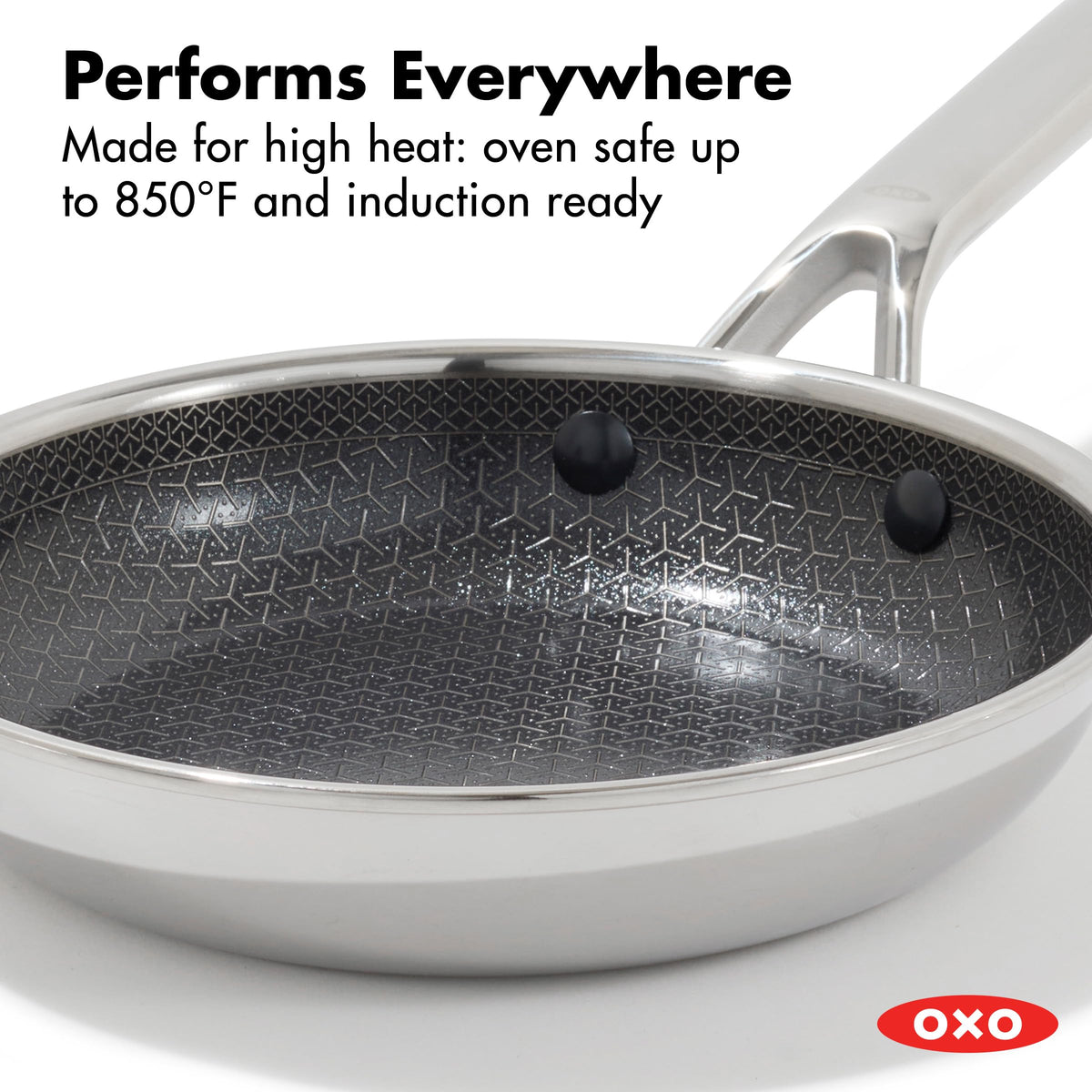 Hybrid 8” Nonstick Stainless Steel Frying Pan by OXO – 8" Frying Pan Skillet, 2.0 cups, Ceramic, Stainless Steel, Model CC010461-001