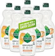 Seventh Generation Dish Liquid Soap Clementine Zest Lemongrass Pack of 6 Dishwashing Soap Liquid Soap 19 oz