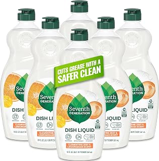 Seventh Generation Dish Liquid Soap Clementine Zest Lemongrass Pack of 6 Dishwashing Soap Liquid Soap 19 oz