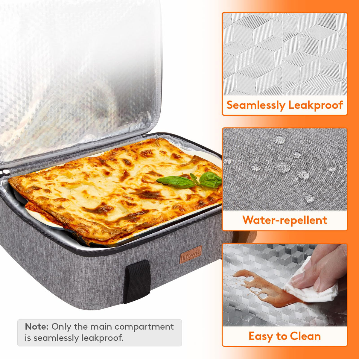 Lifewit Casserole Carrier Bag, Insulated Single Layer, Grey