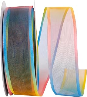 Reliant Ribbon 25773W-009-09K Charlize Ombre Wired Edge Ribbon, 1-1/2 Inch X 50 Yards, Rainbow