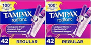 Tampax Radiant Tampons 42 R 2.7X 3/4/ 42ct, Pink and Blue (Pack of 2)