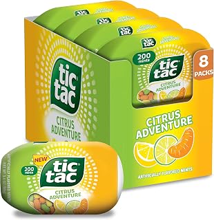 Tic Tac Citrus Adventure, On-the-Go Pocket-Sized Mints, 200 pieces, Bulk 8 Pack, 3.4 oz Each