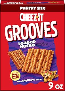Cheez-It Grooves Crunchy Snack Crackers, Lunch Snacks, Pantry Size, Loaded Nacho, 9oz Box (1 Box)