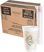 Dart 16X16G Café G Foam Hot/Cold Cups, 16oz, White w/Brown & Green (Case of 1000)