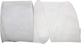 Reliant Ribbon Mesh Display Value Wired Edge Ribbon, 4 Inch X 30 Yards, Silver