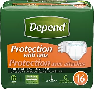 Depend Protection with Tabs Maximum Absorbency, Large, 16 Count(Pack of 3)