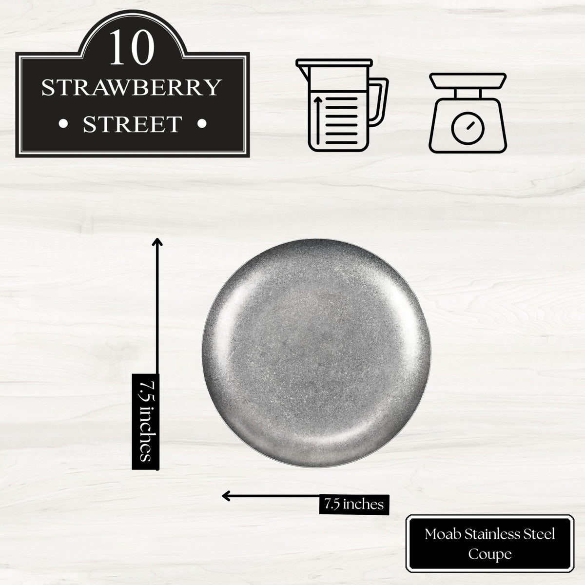 10 Strawberry Street 7.5" / Stainless Steel / 1 Dinner Plates