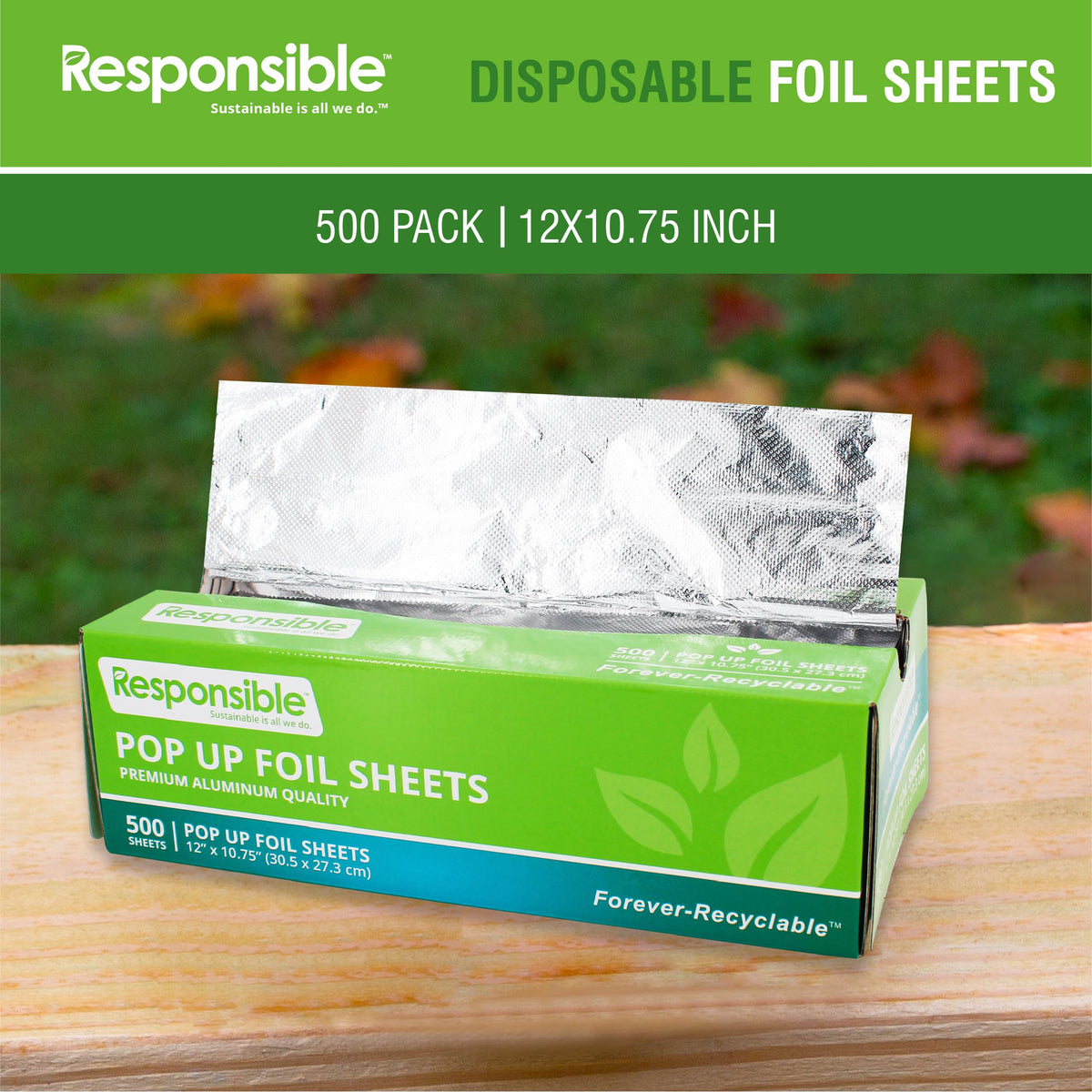 Responsible Products 500 / 12" x 10.75" / Silver Aluminum Foil