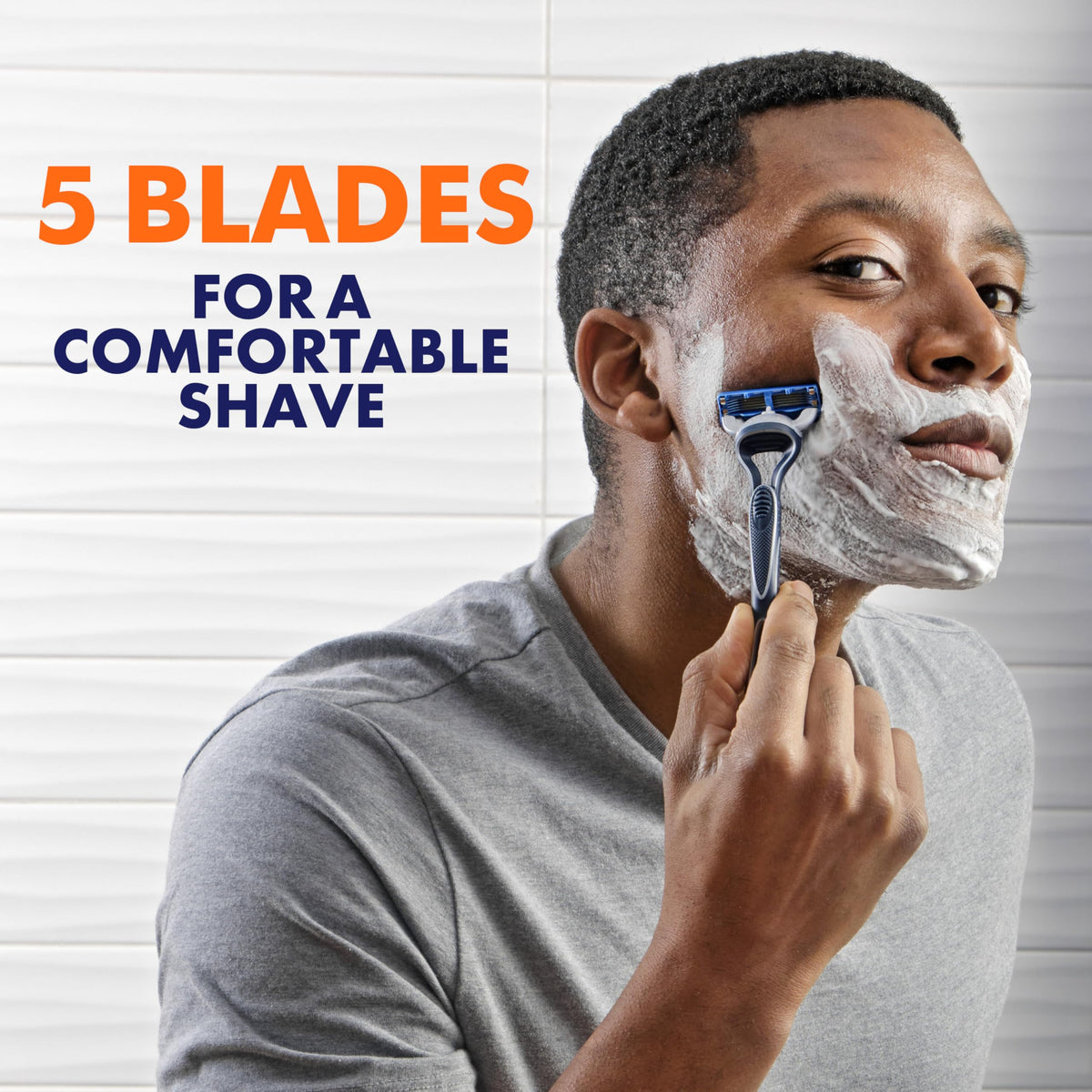 Sensor5 Men's Disposable Razors by Gillette – 4 Count (Pack of 1), Rubber, Blue