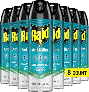 Raid Ant Killer Spray Kills on Contact Pine Forest Fresh Scent Defense System 17.5 Ounce (Pack of 8)