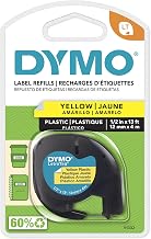 DYMO LetraTag Labeling Tape for LetraTag Label Makers, Black Print on Yellow Tape, 1/2'' W x 13' L, 1 roll (91332)