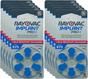 Rayovac Cochlear Implant Pro+ Batteries | Size 675 (60 Pack) | Child-Resistant Packaging