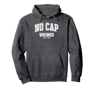 Curtis Vikings NO CAP Keepin' It Real Pullover Hoodie by Curtis Vikings Official High School Gear – Polyester, Blue, Model WF6PBMKJ19K