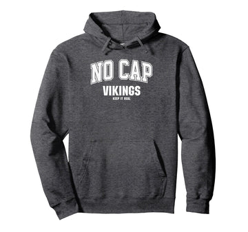 Curtis Vikings NO CAP Keepin' It Real Pullover Hoodie by Curtis Vikings Official High School Gear – Polyester, Blue, Model WF6PBMKJ19K