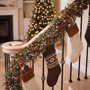WILLBOND 9 ft Brown Christmas Ball Garland Ball Ornaments Hanging Baubles Ornament for Xmas Christmas Tree Fireplace Wreath Indoor Outdoor Home Office Decoration