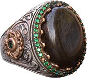 Genuine Labradorite Gemstone Ring, 11.10 Carat, Silver King Ring, 925 Sterling Silver Ring