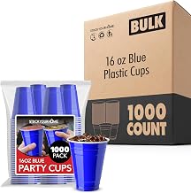 Stock Your Home Blue Plastic Cups Disposable, 16oz (1000 Count) Heavy-Duty, Large Party Cup Pack Bulk Pack for Drinking Punch, Soda, Wine, Beer, 4th of July, Halloween