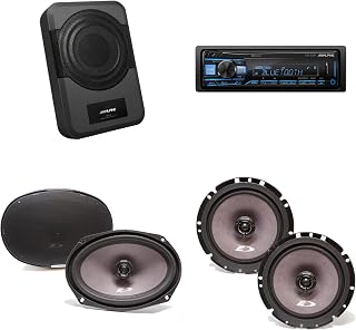 Alpine UTE-83BT Receiver, SXE-6926S 6x9 & SXE-1726S 6 1/2" 2 Way Coaxial Speakers w/PWE-S8 Powered 8inch Woofer Bundle