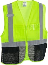 Global Industrial Class 2 Hi-Vis Safety Vest, 3 Pockets, Mesh, Lime/Black, S/M