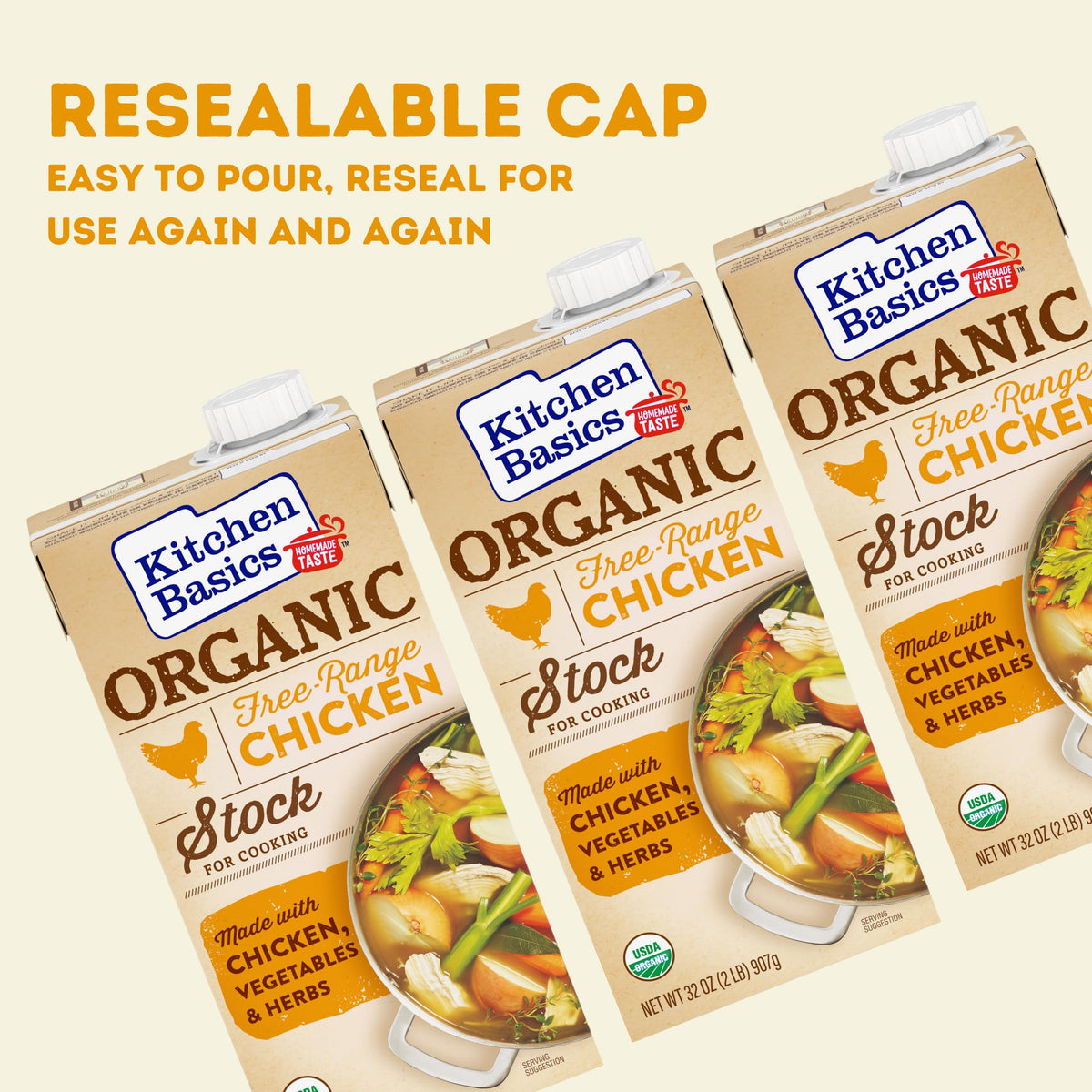 Kitchen Basics Free Range Chicken / 32 Fl Oz (Pack of 12) / 1 Chicken
