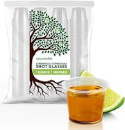 Stock Your Home 100 Pcs Clear Shot Glasses 1 oz Disposable Cups for Jello Sauce Condiments