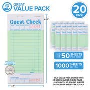 Green Guest Check Books for Servers (20 Pack) Server Note Pads by Stock Your Home – 20 Pack, Paper, Green, Model 1296