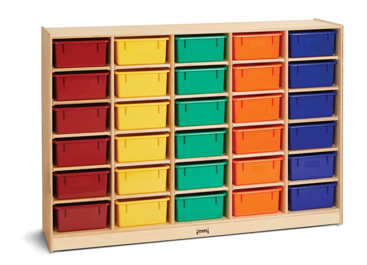 30 Mobile Storage with Colored Tubs by Jonti-Craft – Wood, White, Model 4031JC