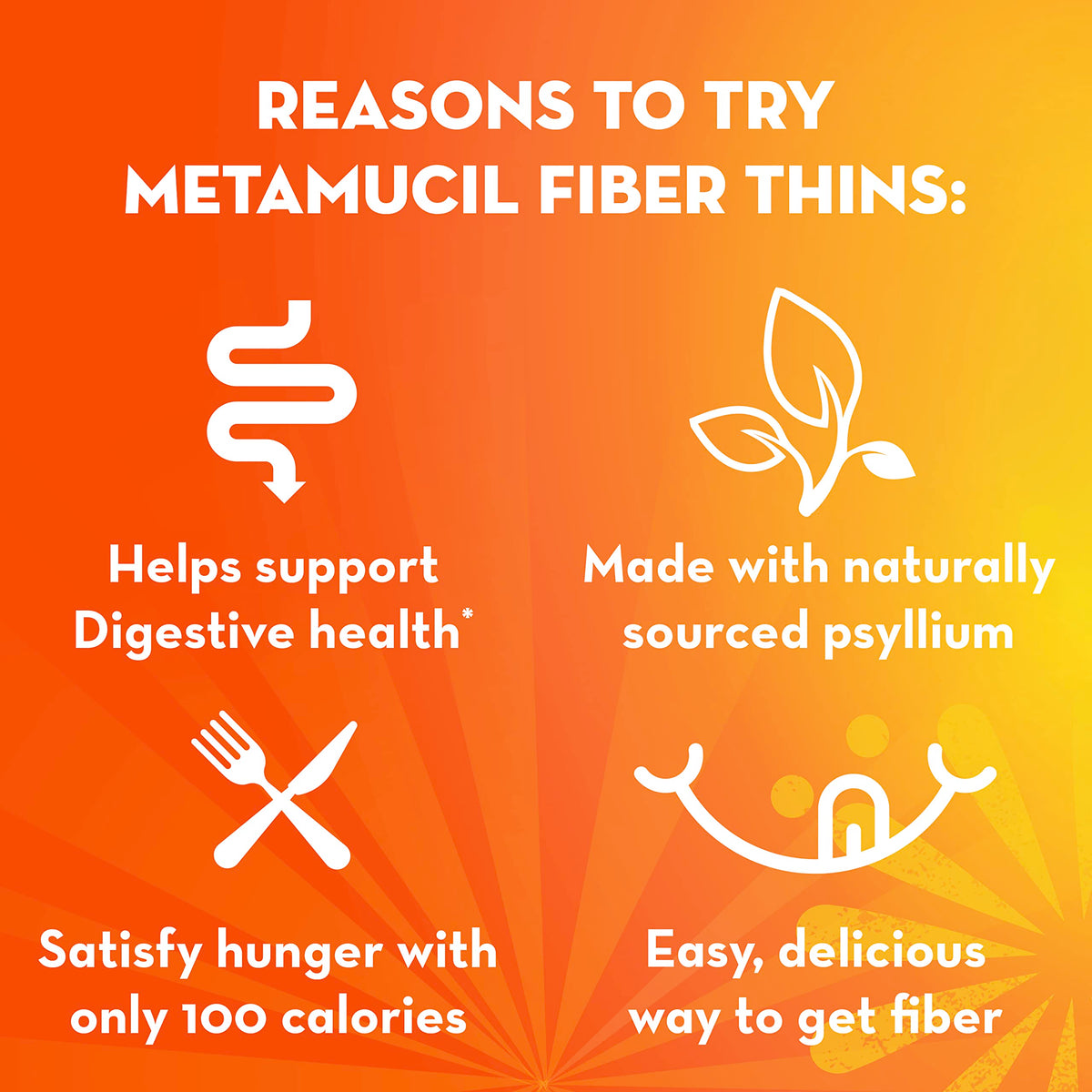 Fiber Thins by Metamucil – 9.3 Ounce (Pack of 8), Brown, Pack of 8