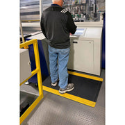 Global Industrial Diamond-Plate Anti Fatigue Mat – 9/16" Thick, 3'W x 16'L, Black/Yellow Border