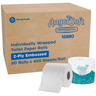 Angel Soft Professional Series by PRO 2-Ply Embossed Toilet Paper by Georgia-Pacific – 450 Count (Pack of 80), Paper, Angel Soft, Pack of 80, Model 16880