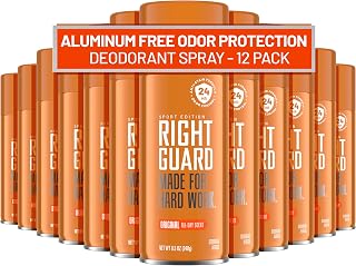 Right Guard Sport Original Scent Deodorant Spray - Aluminum Free Spray Deodorant for Men, 24-Hour Odor Protection, Anti-Stain, & Long-Lasting, 8.5 oz (12 Pack)