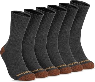Timberland Men's Comfort Crew Socks, Arch Support, Padded Cushion, Moisture Control, Assorted 6 Pack (Size 7-12)